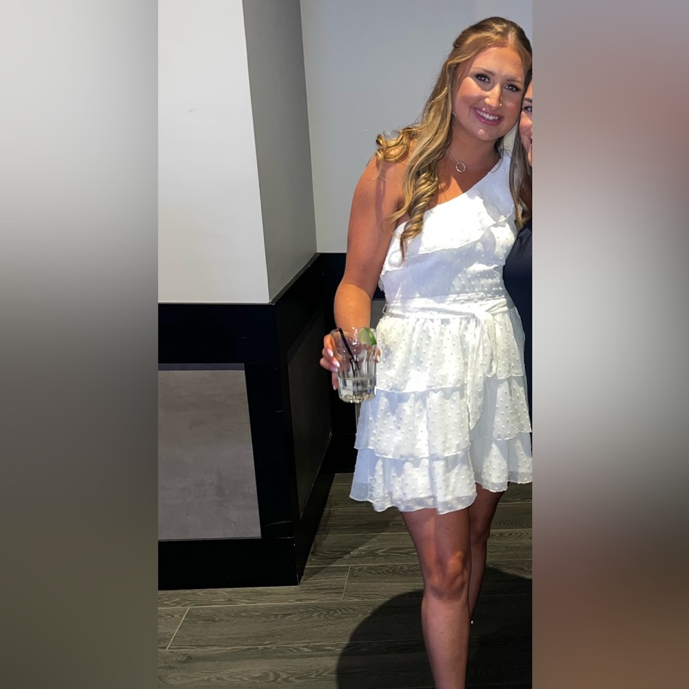 White engagement party dress! One shoulder